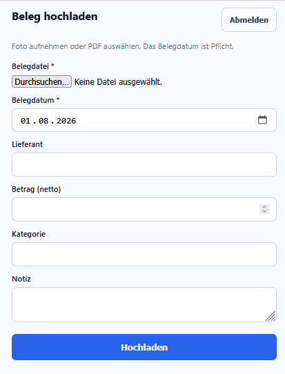 Mobiler Upload eines Eingangsbelegs in CleanOrbit